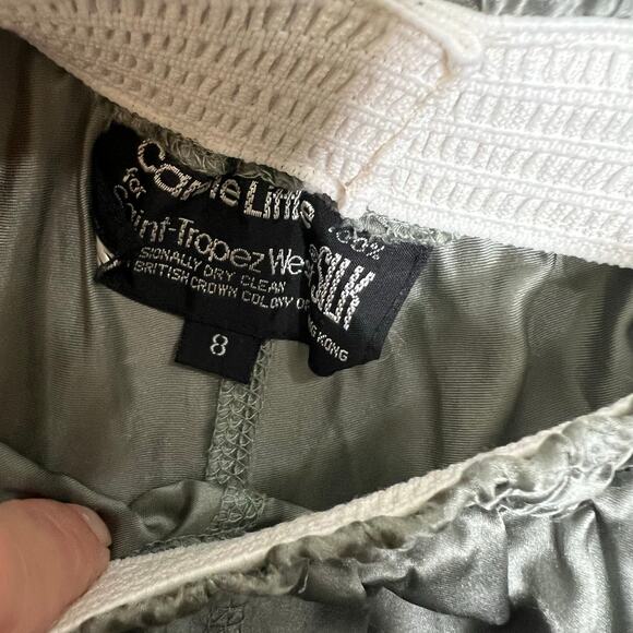 Carole Little for Saint Tropez West 2 Piece Set 6/8 Silver Silk Pants Shirt 80s - Picture 6 of 12